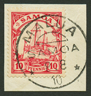 SAMOA : 1910 10pf Canc. MALUA On Piece. Superb. - Other & Unclassified