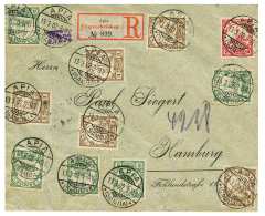 SAMOA : 1902 3pf(x4)+ 5pf(x5)+ 10pf Canc. APIA On REGISTERED Envelope To HAMBURG. Vf. - Other & Unclassified