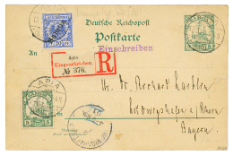 1901 P./Stat 5pf + 5pf + 20pf Overprint SAMOA Sent REGISTERED To GERMANY. No Text. Scarce. Vf. - Other & Unclassified