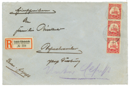 NEW GUINEA : 1909 10pf(x3) Canc. FRIEDRICH WILHELMSHAFEN On REGISTERED Envelope To GERMANY. Vvf. - Other & Unclassified