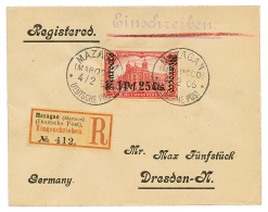 MOROCCO : 1906 1P25c On 1M(n°30A) Canc. MAZAGAN On REGISTERED Envelope To DRESDEN. JÄSCHKE-LANTELME Cerificate( - Other & Unclassified