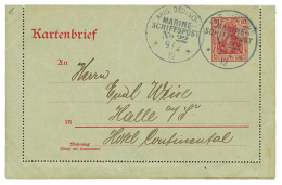 KIAUTSCHOU : 1912 GERMANIA P./Stat 10pf Datelined "TSINGTAU" With Full Text Canc. MARINE SCHIFFSPOST N°22 To GERMANY - Other & Unclassified