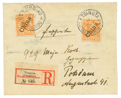 KIAUTSCHOU : 1901 25pf(n°5IIa)x2 Canc. TSINGATU On REGISTERED Envelope To POTSDAM. JÄSCHKE-LANTELME CERTIFICATE - Other & Unclassified