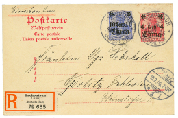 "TSCHOUTSUN" : 1906 P./SStat 4c + 10c Canc. TSCHOUTSUN/ CHINA + REGISTERED Label To GERMANY. Rare Post Office. Signed SC - Other & Unclassified