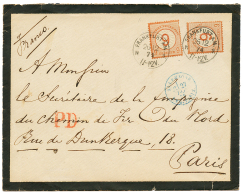 1874 9 On 9kr(x2) Canc. FRANKFURT On Envelope To FRANCE. One Stamp With 2 Short Perf. Very Fresch And Clean Letter. RARE - Other & Unclassified