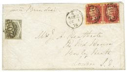 SUEZ - EGYPT : 1873 1p(x2) + 6d Canc. B02 + SUEZ On Envelope To LONDON. 1 Flap Missing On Reverse. Vf. - Other & Unclassified