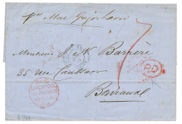 GAMBIA : 1866 BATHURST /PAID/GAMBIA In Red + PD + "7" Tax Marking On Cover To FRANCE. RARE. Vf. - Gambia (...-1964)