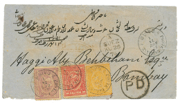 EGYPT : 1874 10p + 1P+ 2P Canc. CAIRO + British Cds SUEZ On Cover To INDIA. RARE. Vvf. - Other & Unclassified