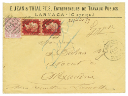 CYPRUS : 1879 GREAT BRITAIN 1d(pl. 199)x2 + 2 1/2d(pl. 13) Canc. 942 + LARNACA CYPRUS On Envelope To ALEXANDRIE(EGYPT). - Cyprus (...-1960)