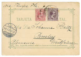 CUBA : 1897 1c + 2c Canc. On Superb Card (Gruss HABANA) To GERMANY. Very Early . Vf. - Other & Unclassified