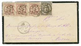 MACAO : 1882 PORTUGAL 5r + 25r(x3) Canc. LISBOA On Envelope To MACAO. Recto, Superb CROWN Cachet MACAO. RARE. Superb Qua - Otros & Sin Clasificación