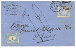 AUSTRALIAN STATES : 1888 VICTORIA 6d On Envelope From MELBOURNE To ITALY Taxed On Arrival With Italian POSTAGE DUE 1L Ca - Otros & Sin Clasificación