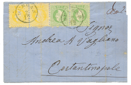 BURGAS : 1872 2s(x2) + 3s(x2) Canc. BURGAS On Cover Yo CONSTANTINOPLE. Crease On Stamp Of 2s. Vf. - Other & Unclassified