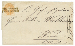 1866 15 SOLDI Canc. COL. VAPORE D'ALESSANDRIA On Entire Letter To WIEN. RARE. Vvf. - Sonstige & Ohne Zuordnung