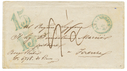 ALEXANDRIA : 1861 Extremely Scarce "15 / 15" Tax Marking + ALEXANDRIEN On Envelope To ITALY. Vvf. - Sonstige & Ohne Zuordnung