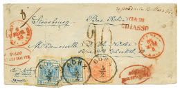 AUSTRIA : 1856 3k + 9k(x2) Canc. GORZ + BOLLO INSUFFICIENTE + VIA DI CHIASSO + "20" Tax Marking On Envelope To STRASSBOU - Sonstige & Ohne Zuordnung