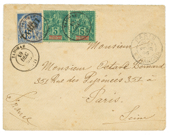 "TAIOHAE" : 1896 15c Surch. TAHITI + Paire 5c Groupe Obl. TAIOHAHE TAITI Sur Env. Pour PARIS. TTB. - Otros & Sin Clasificación