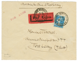 "1er VOL Pour FORT-LAMY(TCHAD)" : 1925 FRANCE 25c Obl. VERSAILLES 14.1.25 + Griffe Et Etiquette PAR AVION Sur Enveloppe - Other & Unclassified