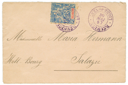 1897 15c Obl. REUNION LIGNE DU VENT En Violet Sur Enveloppe Pour SALAZIE. Verso, HELLBOURG. TTB. - Autres & Non Classés