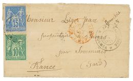 NOUVELLE CALEDONIE : 1880 CG 10c + 15c SAGE Obl. NOUMEA Sur Lettre Pour La FRANCE. RARE. TB. - Autres & Non Classés