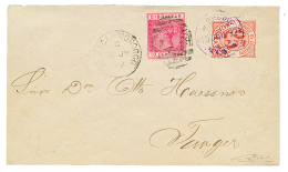 MAROC : 1892 MIXTE GIBRALTAR 10c Obl. A26 + MAZAGAN MOROCCO + POSTE LOCALE 25c Obl. BRUDO MAZAGAN Sur Enveloppe Pour TAN - Other & Unclassified