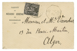 1896 Provisoire 5c S/ 1c(n°23) Obl.sur Enveloppe Du RESIDENT GENERAL DE MADAGASCAR Pour ALGER(ALGERIE). Timbre RARIS - Other & Unclassified
