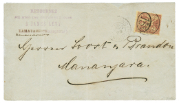 MADAGASCAR : 1896 Provisoire 15c S/ 2c(n°24) Obl. Sur Enveloppe Pour MANANJARA. Tarif Intérieur à 15c - Other & Unclassified