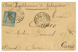 MADAGASCAR : 1894 FRANCE 15c Obl. CORR. DES ARMEES L.V N°4 Sur Enveloppe Pour PARIS. TB. - Other & Unclassified