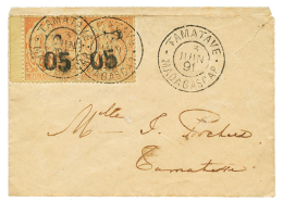 1891 Paire 05 S/40c(n°4) Obl. TAMATAVE MADAGASCAR Sur Enveloppe Locale. Rare. Superbe. - Autres & Non Classés