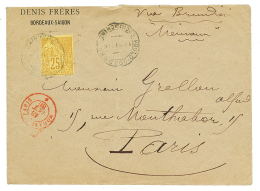 "POULO-CONDORE" : 1886 CG 25c Obl. Cachet Télégraphique POULO-CONDORE COCHINCHINE Sur Enveloppe Pour PARIS - Sonstige & Ohne Zuordnung