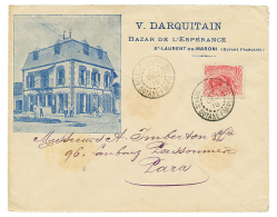 1916 10c Obl. ST LAURENT DU MARONI Sur Magnifique Enveloppe Illustrée Pour PARIS. Superbe. - Other & Unclassified