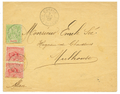 ILES DU SALUT : 1907 5c Groupe + 10c(x2) Obl. GUYANE ILE DU SALUT Sur Enveloppe Pour La FRANCE. Combinaison MIXTE Rare D - Otros & Sin Clasificación