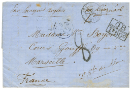 "DAHOMEY - WHYDAH Via LAGOS" : 1862 GB/1F60 + LAGOS En Bleu Sur Lettre Avec Texte Daté "WHYDAH" Pour MARSEILLE. R - Autres & Non Classés