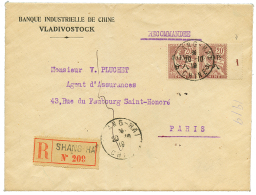 1919 8c S/ 20c (x2) Obl. SHANGHAI CHINE Sur Env. RECOMMANDEE Pour PARIS. TB. - Otros & Sin Clasificación