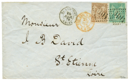 1879 SAGE 5c + 30c Obl. GC 5104 + SHANGHAI CHINE Sur Enveloppe Pour La FRANCE. Signé CALVES. TTB. - Otros & Sin Clasificación