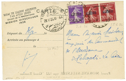 "MISSION HIRSCHAUER" : 1926 20c(x2) + 35c Obl. ALGER ALGERIE Sur CARTE "ESSAI DE LIAISON AERIENNE PAR AVION LEGER / MISS - Otros & Sin Clasificación