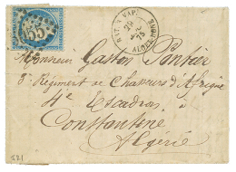 1875 25c(n°60) Obl. GC 5055 + BAT. A VAP. ALGER-BONE Sur Lettre Pour Un Militaire (Chasseurs D'AFRIQUE) à CON - Other & Unclassified