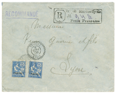 1908 LEVANT 1p S/ 25c(x2) Obl. TRIPOLI SYRIE + Cachet Provisoire Encadré De RECOMMANDATION (Fabrication Locale) " - Otros & Sin Clasificación
