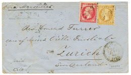 "JAFFA - Tarif à 90c Pour La SUISSE" : 1865 10c(n°21) + 80c(n°24) Obl. GC 5089 + JAFFA SYRIE Sur Envelopp - Autres & Non Classés