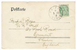 "CAIFFA" : 1913 LEVANT 5c Obl. CAIFFA SYRIE Sur Carte Pour L' ANGLETERRE. Superbe. - Other & Unclassified