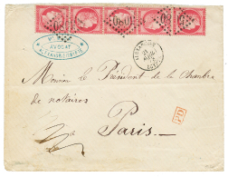 ALEXANDRIE - Affranchissement à 4F : 1873 80c CERES(x5) Obl. GC 5080 + ALEXANDRIE EGYPTE Sur Enveloppe Pour PARIS - Sonstige & Ohne Zuordnung
