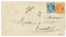 1870 20c(n°29) + 40c(n°31) Obl. VIA DI MARE (type Rare) Sur Lettre Avec Texte De MARSEILLE Pour TRIESTE (AUTRICH - Otros & Sin Clasificación