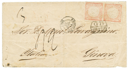 CALLAO : 1864 PERU 1d(x2) Obl. Par La Marque D' Echange Encadrée GB/2F87c + Taxe "42" (triple Port) Sur Enveloppe - Sonstige & Ohne Zuordnung