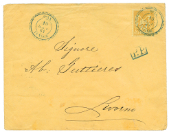 "SFAX" : 1881 25c SAGE Obl. SFAX TUNISIE + P.P Bleu Sur Enveloppe Pour L' ITALIE. Superbe. - Sonstige & Ohne Zuordnung