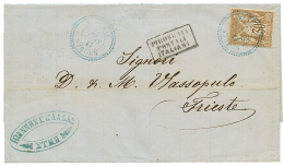 "RHODES" : 1877 30c SAGE Obl. RHODES TURQUIE + PIROSCAFI POSTALI ITALIANI Sur Lettre Pour TRIESTE. RARE. TB. - Otros & Sin Clasificación