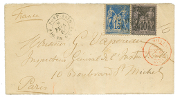 1884 10c+ 15c(pd) Obl. PORT-SAID PAQ FR N N°5 Sur Enveloppe Pour PARIS. RARE. TB. - Autres & Non Classés