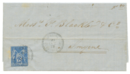 "MERSINA" : 1878 25c SAGE Obl. MERSINA TURQUIE D'ASIE Sur Lettre Pour SMYRNE. TTB. - Other & Unclassified