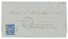 "MERSINA" : 1878 25c SAGE Obl. MERSINA TURQUIE D'ASIE Sur Lettre Pour SMYRNE. TTB. - Sonstige & Ohne Zuordnung