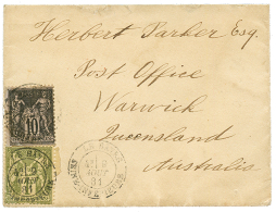 "Tarif PRE-U.P.U Pour L' AUSTRALIE" : 1881 SAGE 10c + 1F Obl. LE HAVRE Sur Enveloppe Pour WARWICK (QUENSLAND), AUSTRALIA - Other & Unclassified