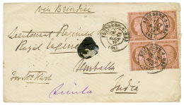 1876 Bloc De 4 Du 10c CERES Obl. BOULOGNE-S-MER Sur Enveloppe Via BRINDISI Pour UMBALLA (INDES BRITANNIQUES) Redirig&eac - Other & Unclassified